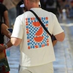 Original Use White T‑Shirt with Blue and Orange Watermelon Graphic